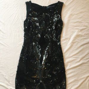 French Connections Black Mini Sequin Dress